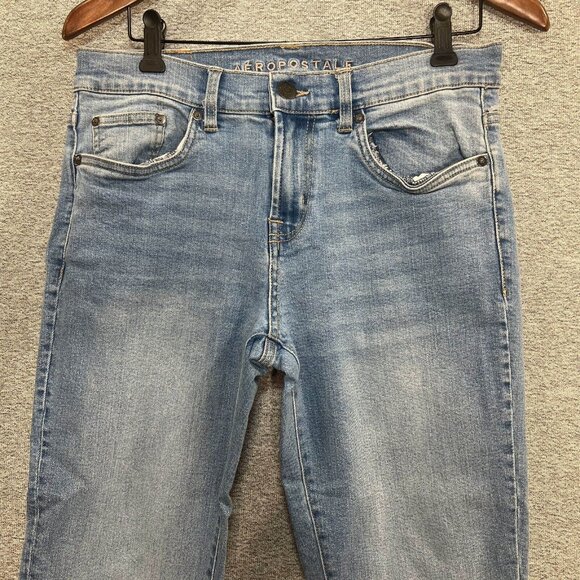 Aeropostale Jeans Women 30 Blue Slim Straight Leg Light Wash Mid Rise Ankle - Picture 3 of 13